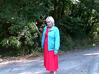 Grandma shows pussy